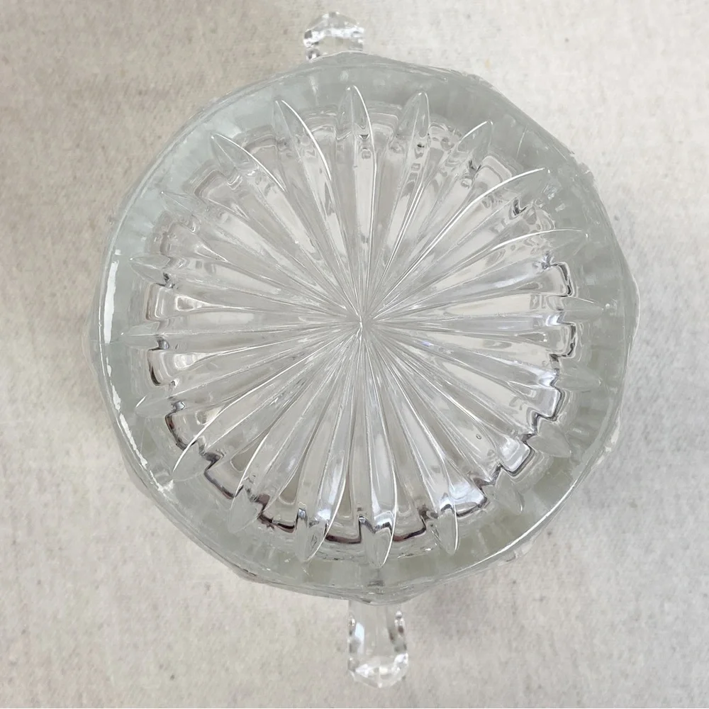 Vintage Glass Crystal ice bucket MCM Geometric ovals